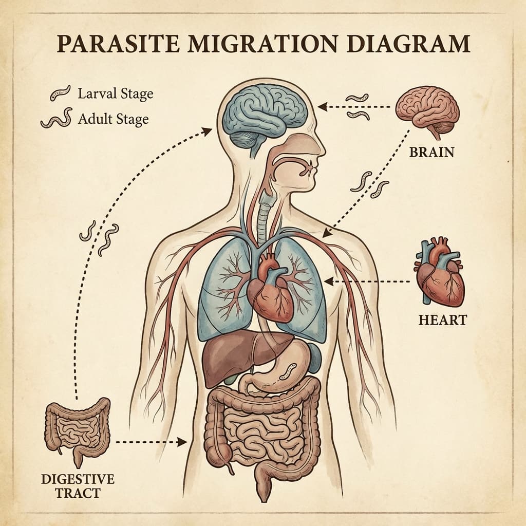 Паразитларнинг жиддий оқибатлари: Мия ва Юрак хавфи